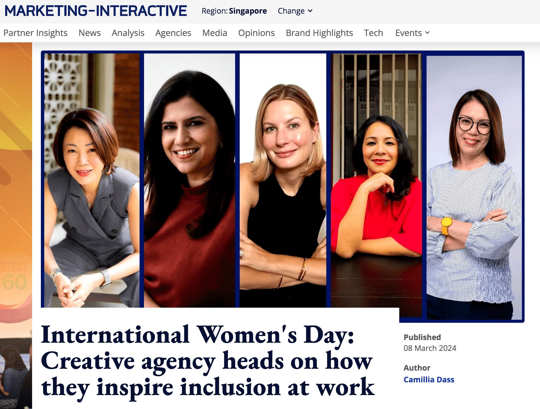 Editorial feature for IWD, Marketing Interactive, March 2024