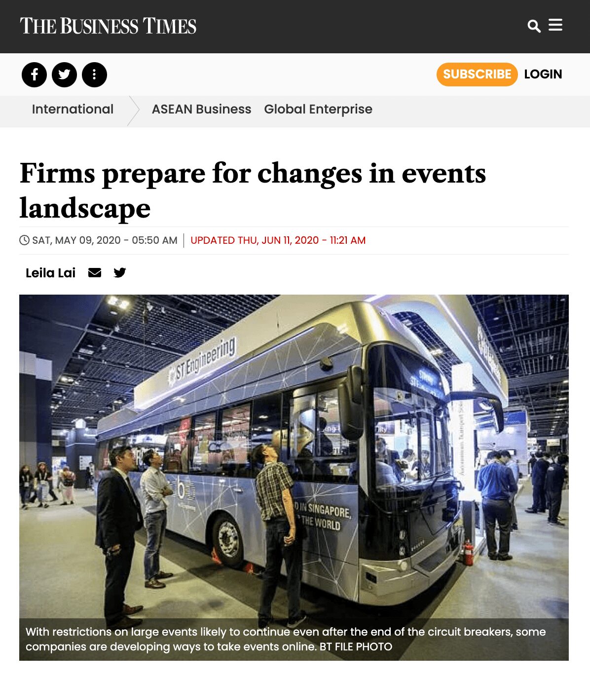 Quote feature, The Business Times, May 2020