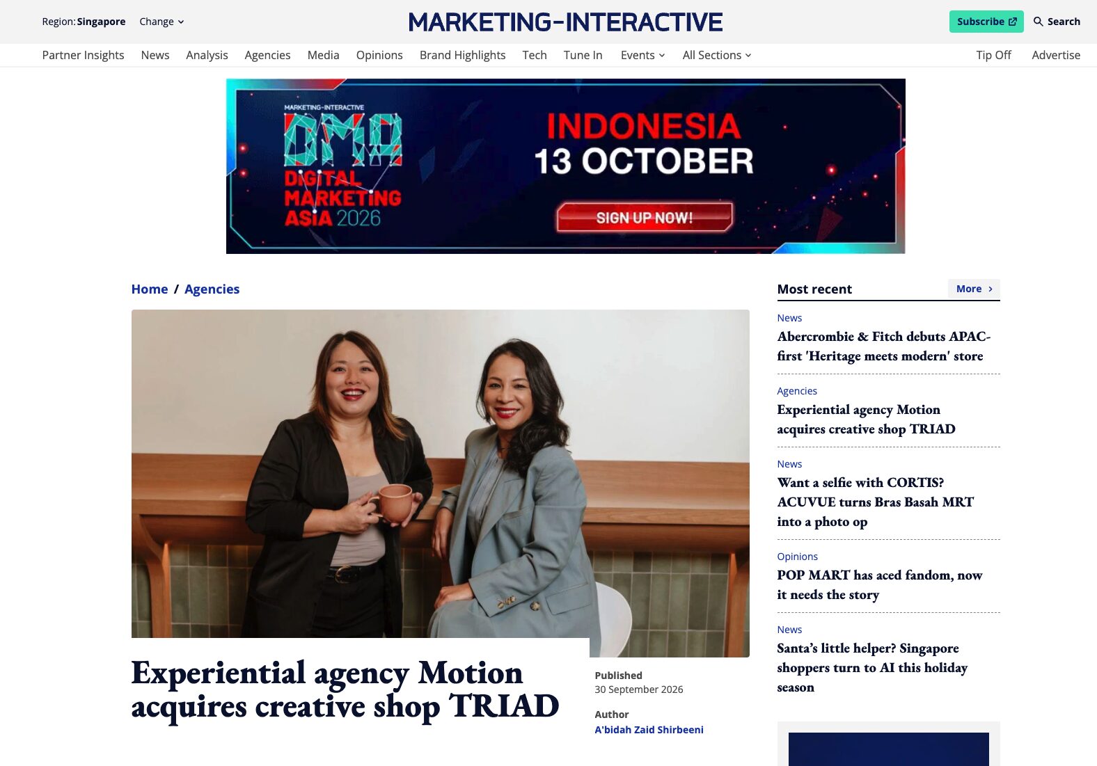 Editorial Feature, Marketing Interactive, September 2026